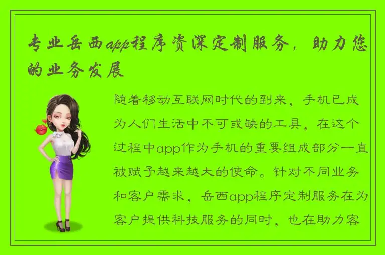 专业岳西app程序资深定制服务，助力您的业务发展