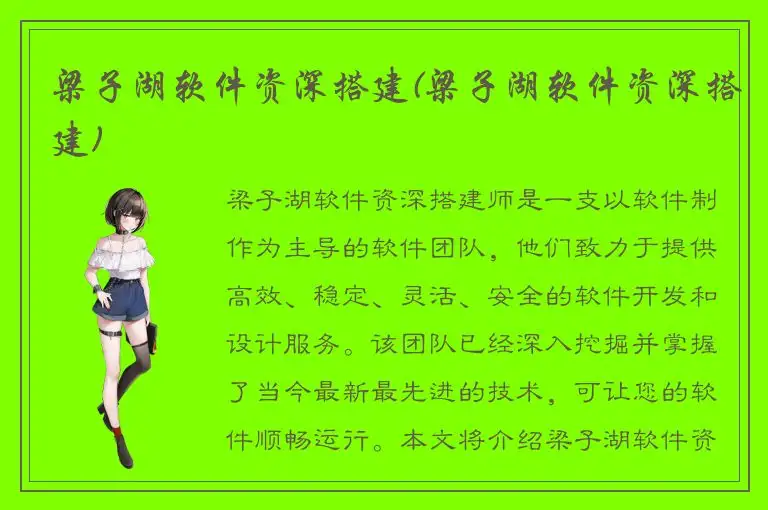 梁子湖软件资深搭建(梁子湖软件资深搭建)