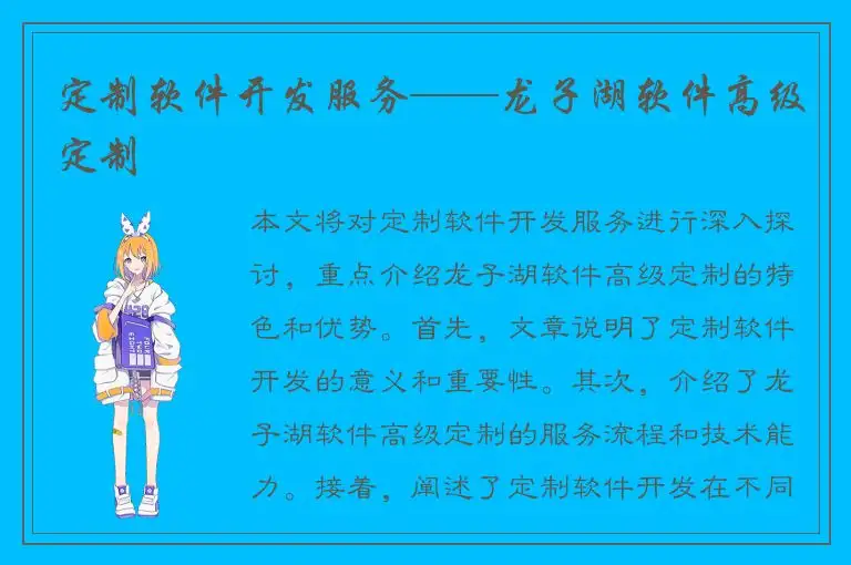 定制软件开发服务——龙子湖软件高级定制