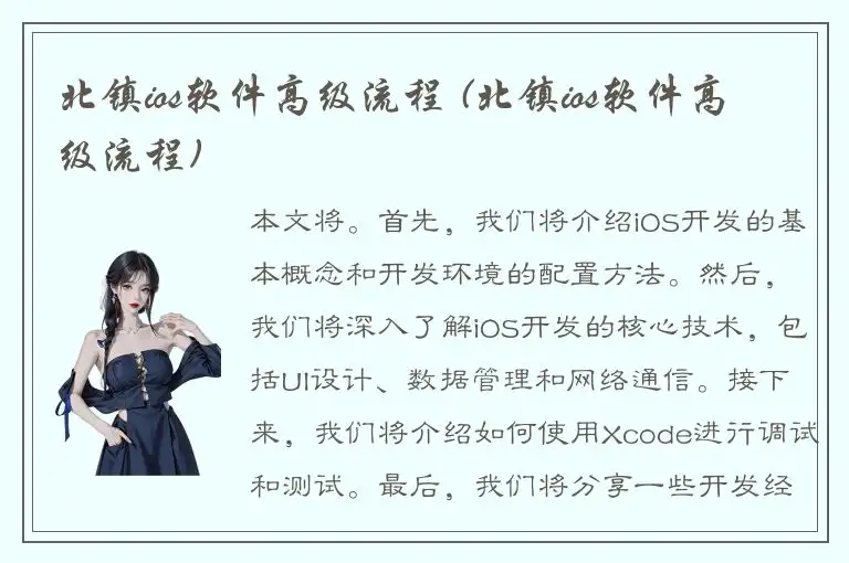 北镇ios软件高级流程 (北镇ios软件高级流程)