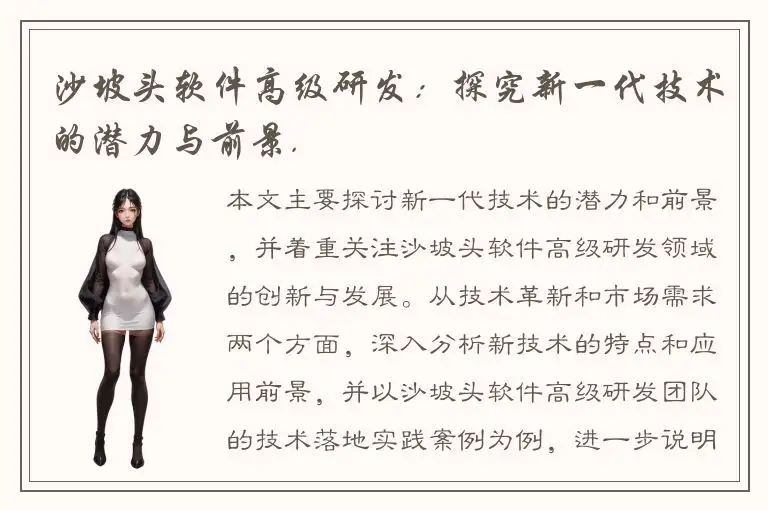 沙坡头软件高级研发：探究新一代技术的潜力与前景.