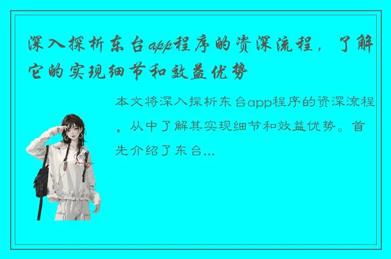 深入探析东台app程序的资深流程，了解它的实现细节和效益优势