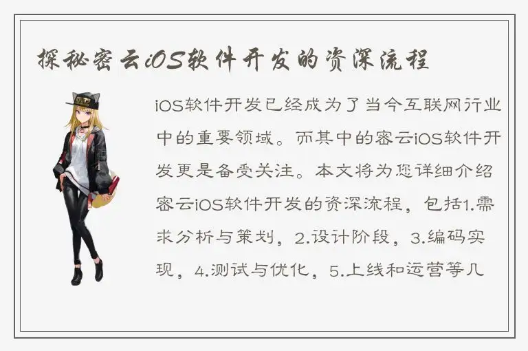 探秘密云iOS软件开发的资深流程