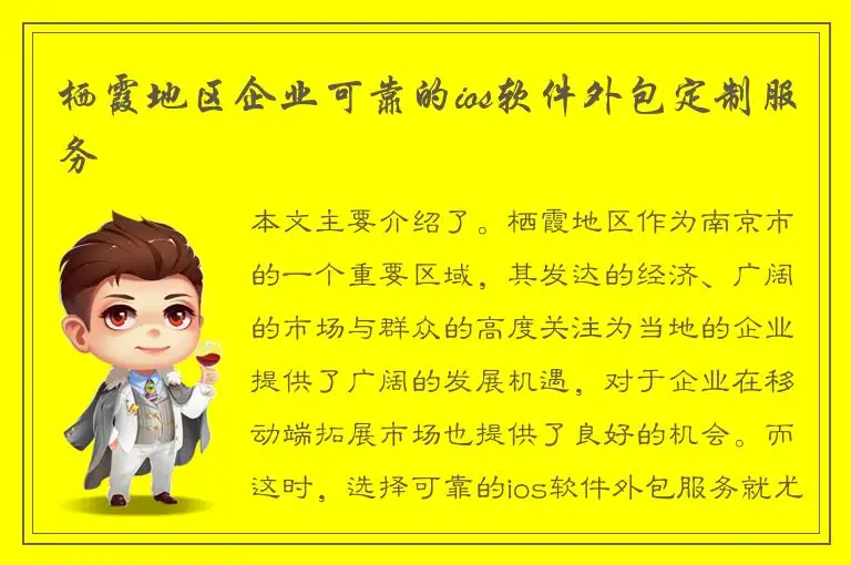 栖霞地区企业可靠的ios软件外包定制服务