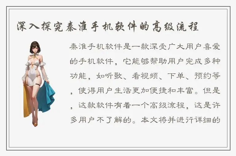 深入探究秦淮手机软件的高级流程