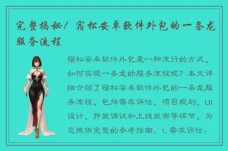 完整揭秘！宿松安卓软件外包的一条龙服务流程