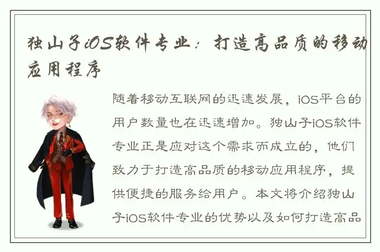 独山子iOS软件专业：打造高品质的移动应用程序