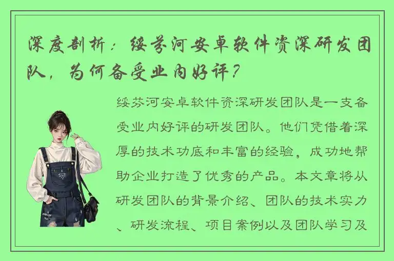 深度剖析：绥芬河安卓软件资深研发团队，为何备受业内好评？