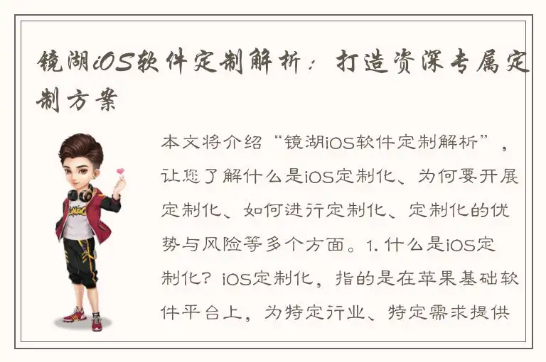 镜湖iOS软件定制解析：打造资深专属定制方案