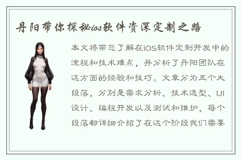 丹阳带你探秘ios软件资深定制之路