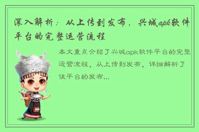 深入解析：从上传到发布，兴城apk软件平台的完整运营流程