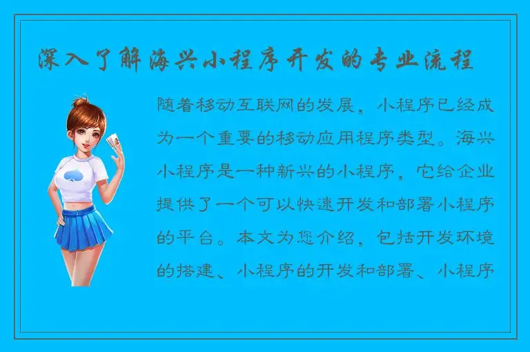 深入了解海兴小程序开发的专业流程