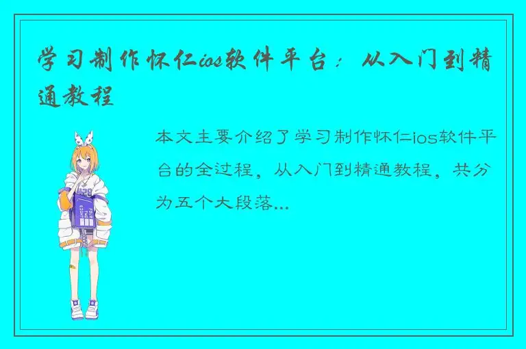 学习制作怀仁ios软件平台：从入门到精通教程