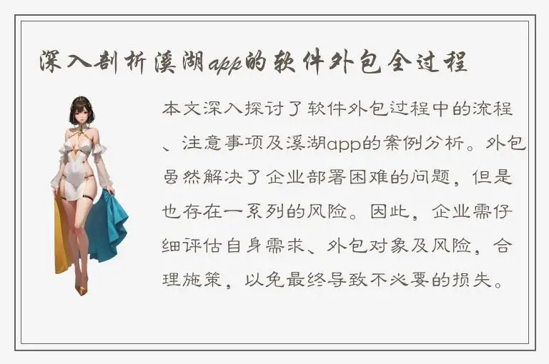 深入剖析溪湖app的软件外包全过程