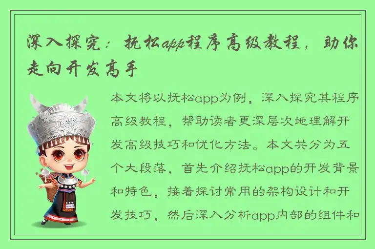 深入探究：抚松app程序高级教程，助你走向开发高手