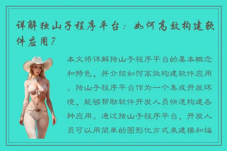 详解独山子程序平台：如何高效构建软件应用？