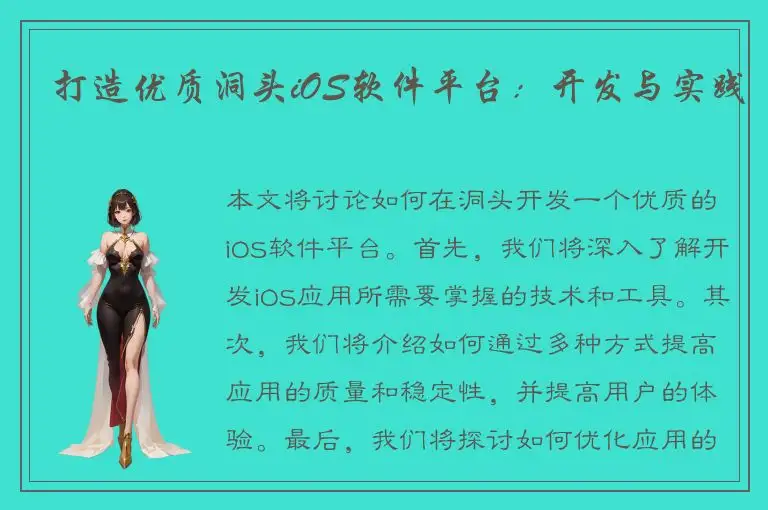打造优质洞头iOS软件平台：开发与实践