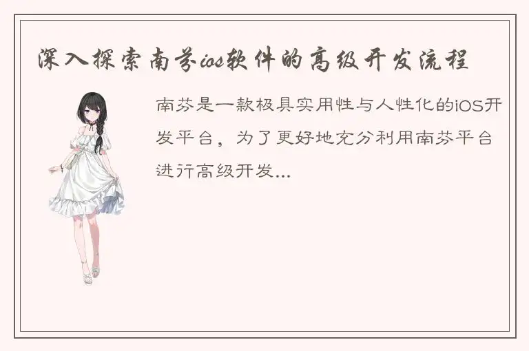 深入探索南芬ios软件的高级开发流程