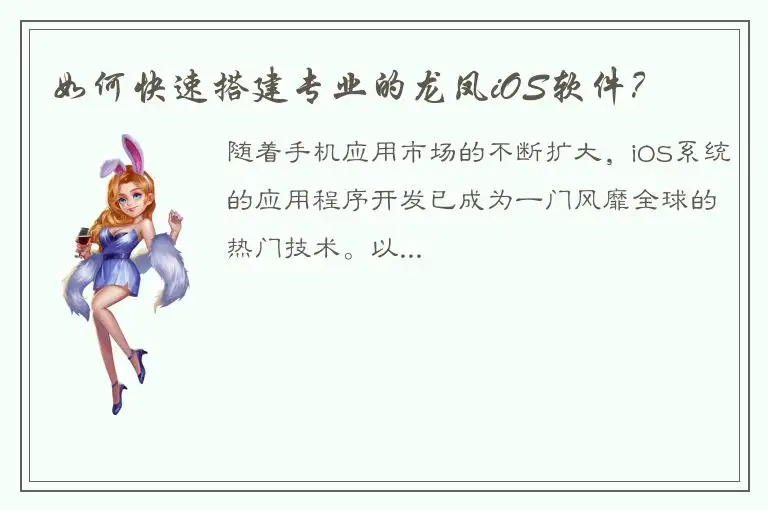 如何快速搭建专业的龙凤iOS软件？