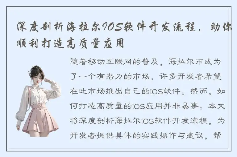 深度剖析海拉尔IOS软件开发流程，助你顺利打造高质量应用