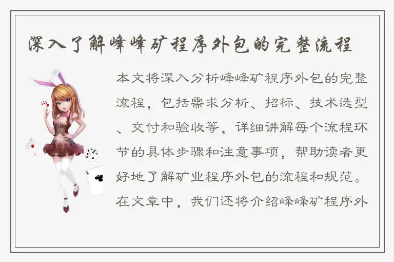 深入了解峰峰矿程序外包的完整流程