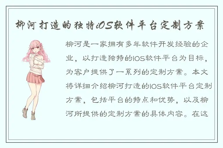 柳河打造的独特iOS软件平台定制方案