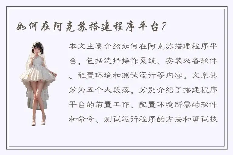 如何在阿克苏搭建程序平台？