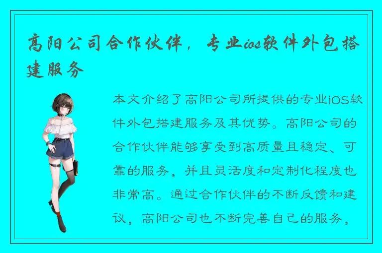 高阳公司合作伙伴，专业ios软件外包搭建服务