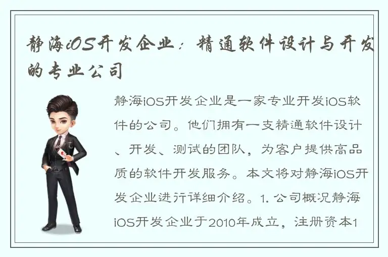 静海iOS开发企业：精通软件设计与开发的专业公司
