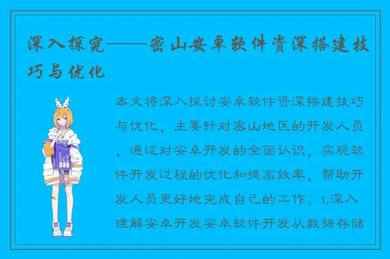 深入探究——密山安卓软件资深搭建技巧与优化