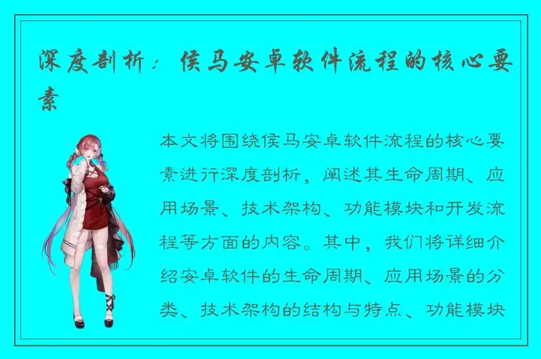 深度剖析：侯马安卓软件流程的核心要素