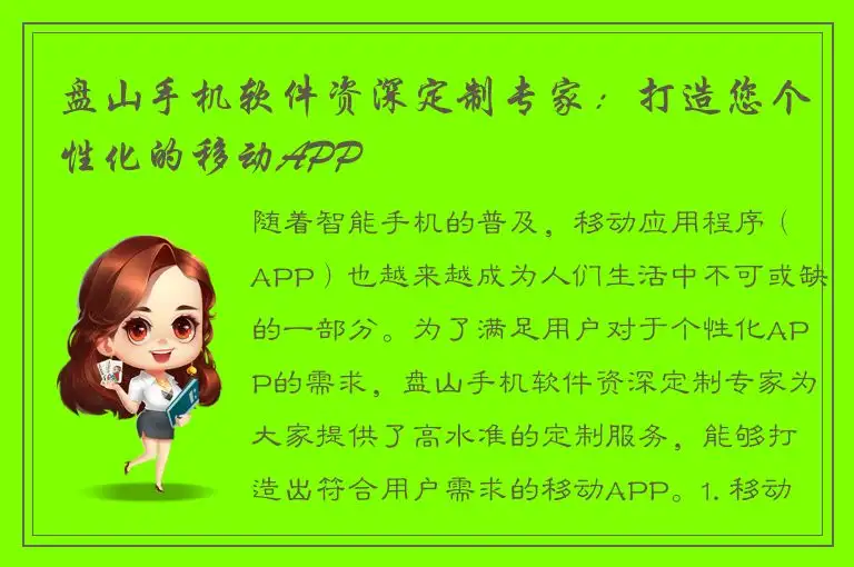 盘山手机软件资深定制专家：打造您个性化的移动APP