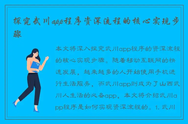 探究武川app程序资深流程的核心实现步骤