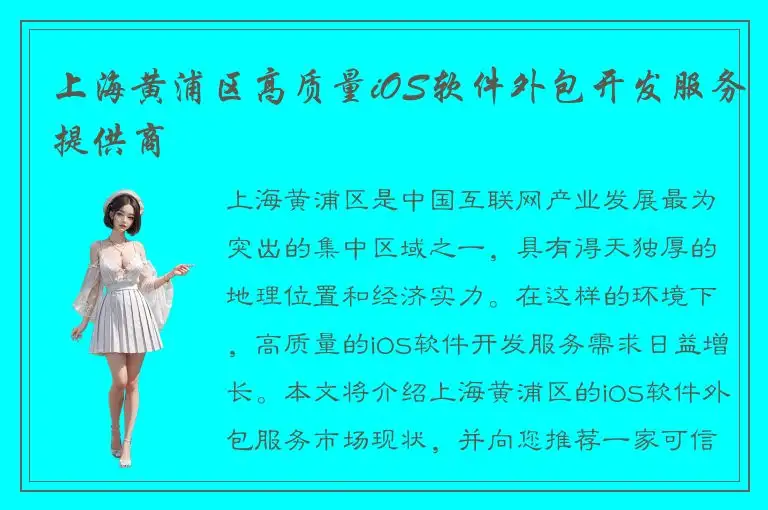 上海黄浦区高质量iOS软件外包开发服务提供商