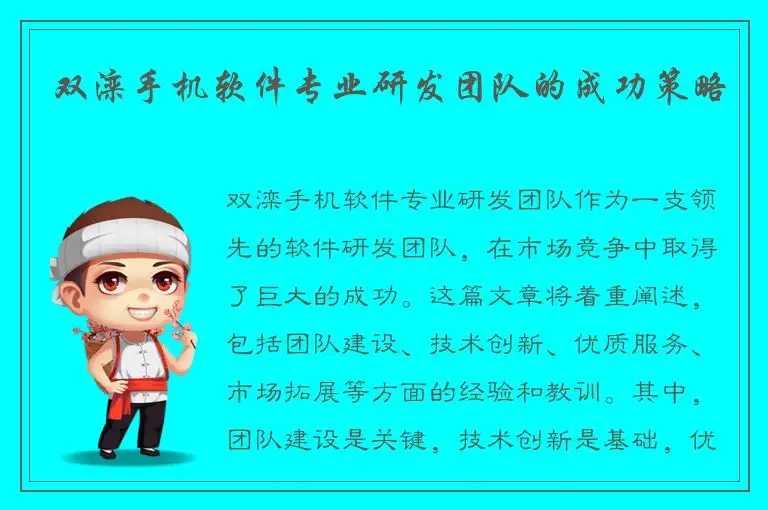 双滦手机软件专业研发团队的成功策略