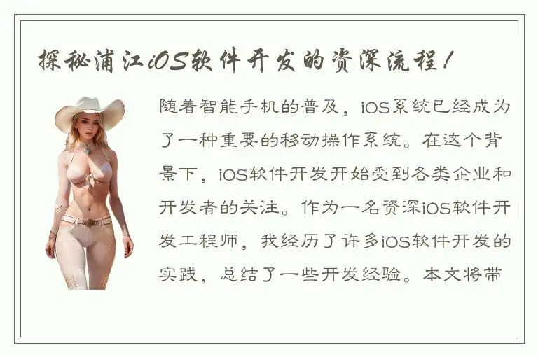 探秘浦江iOS软件开发的资深流程！