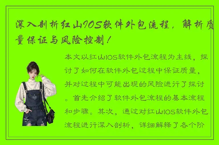 深入剖析红山IOS软件外包流程，解析质量保证与风险控制！