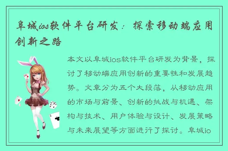 阜城ios软件平台研发：探索移动端应用创新之路