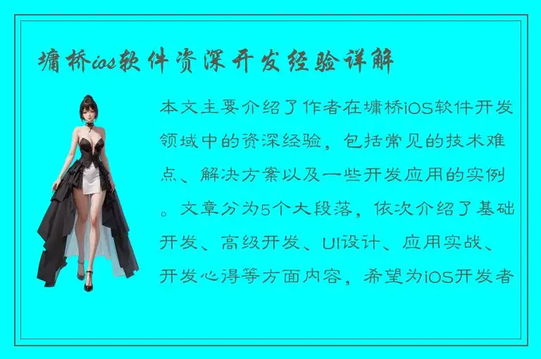 墉桥ios软件资深开发经验详解
