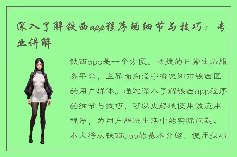 深入了解铁西app程序的细节与技巧：专业讲解