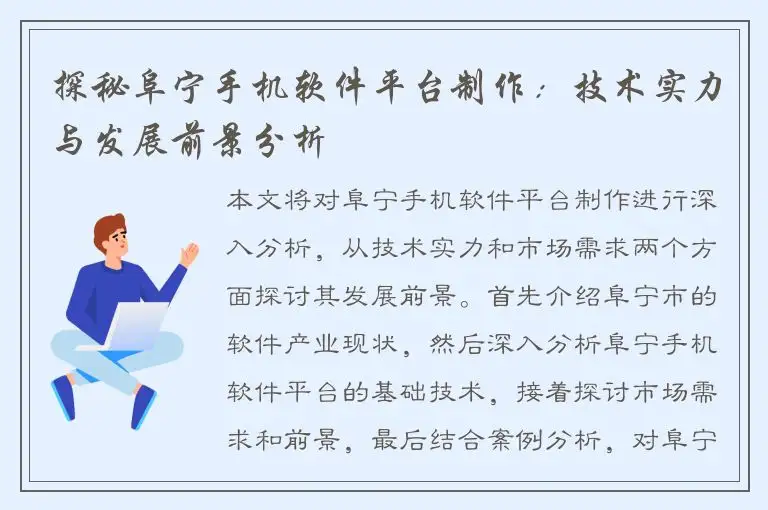 探秘阜宁手机软件平台制作：技术实力与发展前景分析