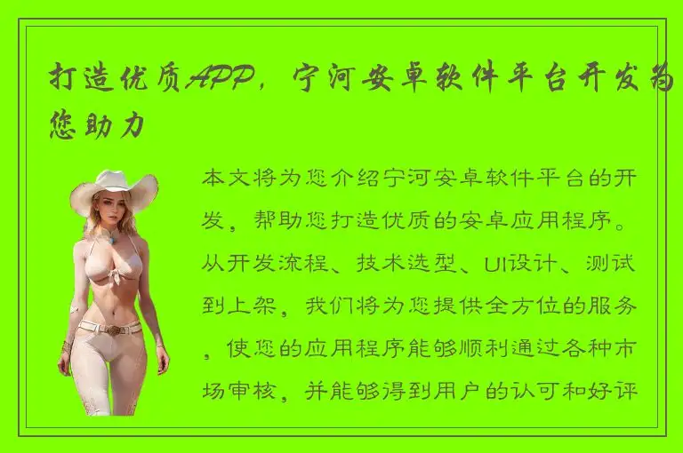 打造优质APP，宁河安卓软件平台开发为您助力