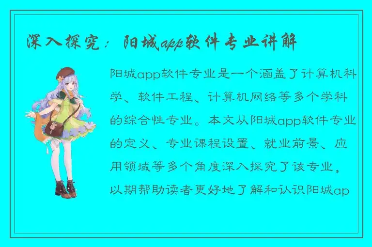 深入探究：阳城app软件专业讲解