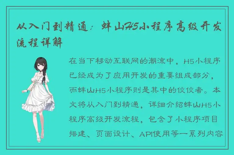 从入门到精通：蚌山H5小程序高级开发流程详解