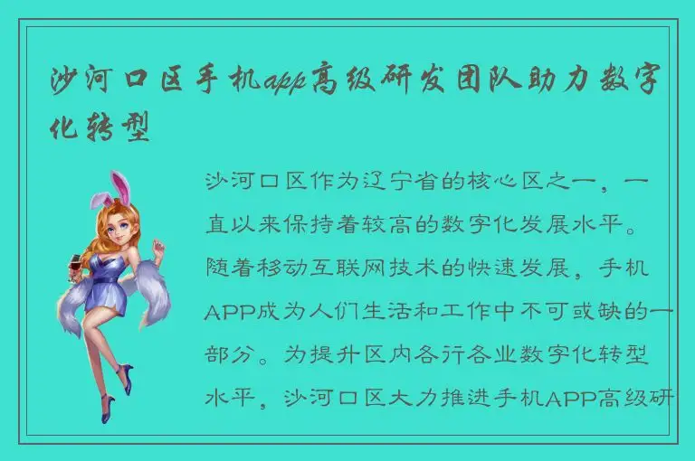 沙河口区手机app高级研发团队助力数字化转型
