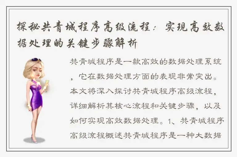 探秘共青城程序高级流程：实现高效数据处理的关键步骤解析