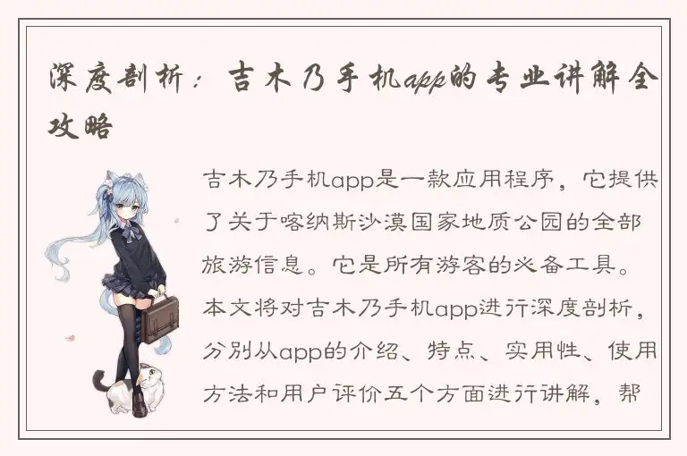 深度剖析：吉木乃手机app的专业讲解全攻略