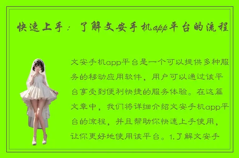 快速上手：了解文安手机app平台的流程