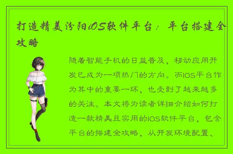 打造精美汾阳iOS软件平台：平台搭建全攻略