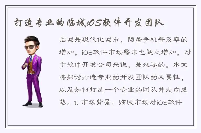打造专业的临城iOS软件开发团队